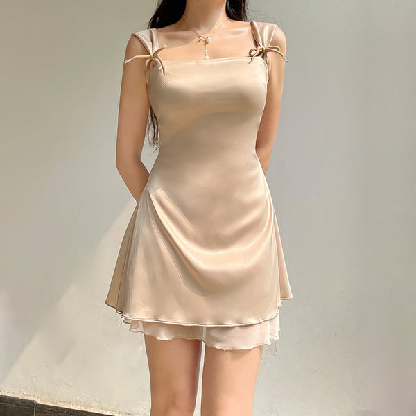 Gote - Sleeveless Square Collar Mini Dress