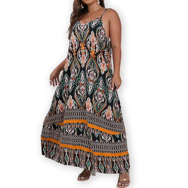 Fins -  Plus Size Dress with Summer Floral Print