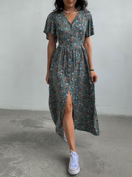 Sund -  Elegant Flower Printed Maxi Dress