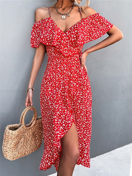 Wobe - Casual Summer Beach Dress with Floral Print