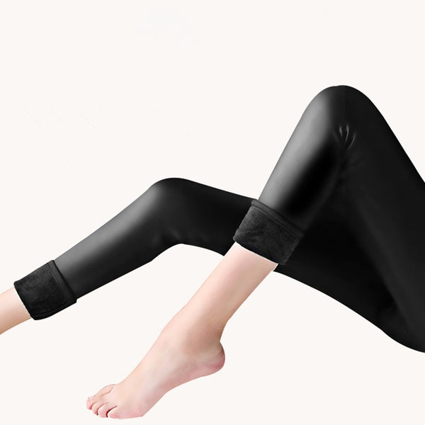 Lega - Plus Size High Waist Thermal Leather Leggings