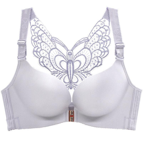 Fybr - Butterfly Embroidery Front Closure Wireless Bra