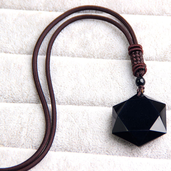 Star Black Obsidian Pendant Necklace