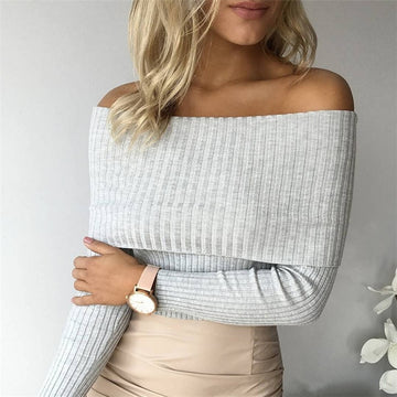 Femm - Off Shoulder Knitted Sweater