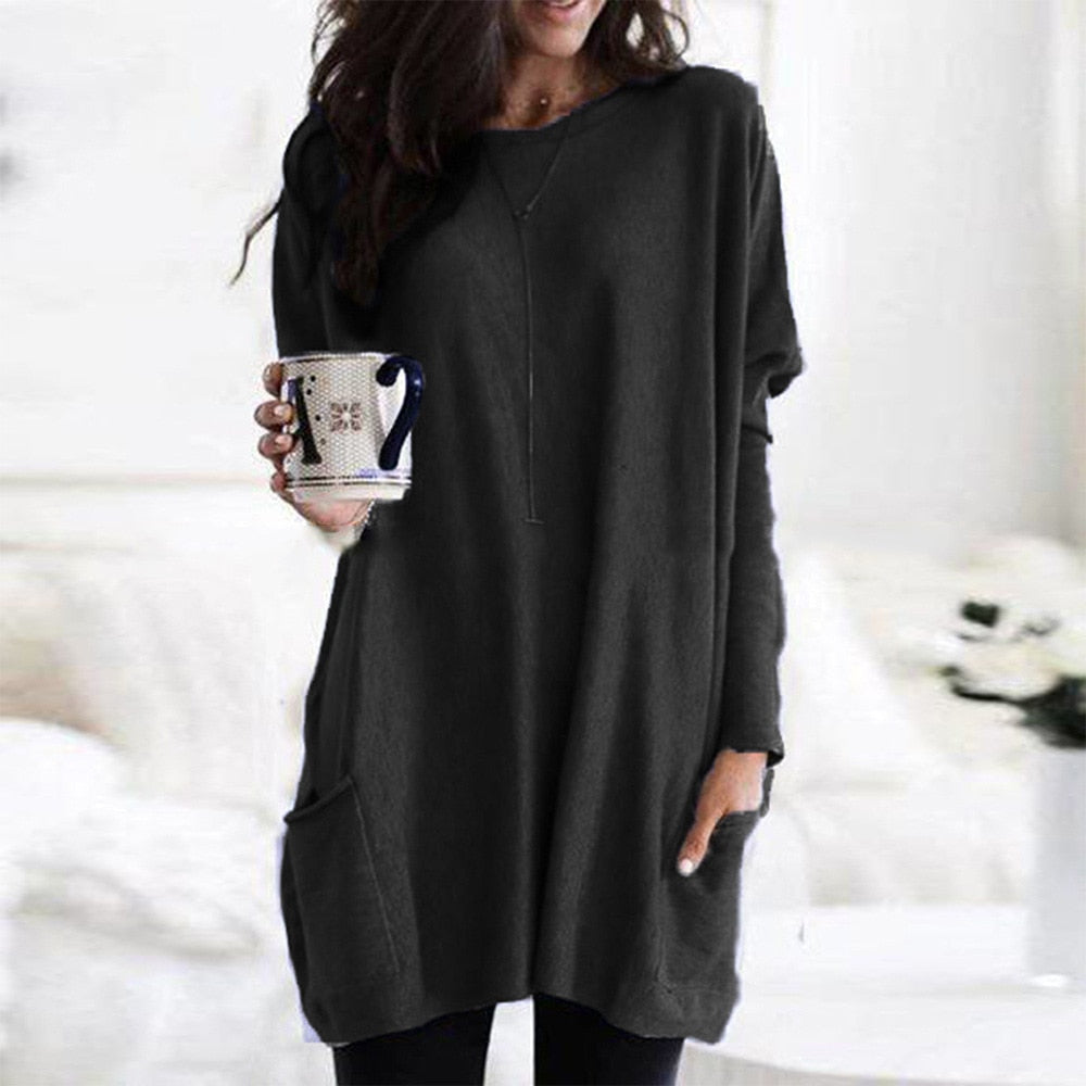 Mixx - Plus Size Long Pullover with Pockets