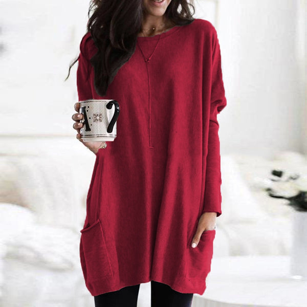 Mixx - Plus Size Long Pullover with Pockets