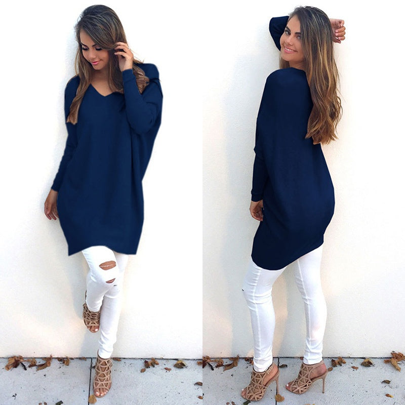 Cegi - V-Neck Loose Knitted Oversized Baggy Sweater