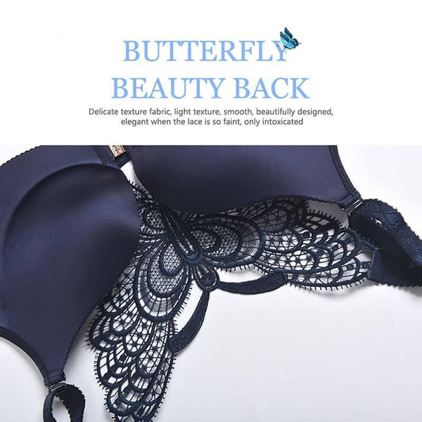 Hot-sale handmade butterfly embroidery front closure wireless bra
